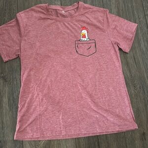 Pink chicken in the pocket t-shirt